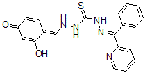 CAS 登录号：127716-72-7， 3-[[(E)-(2-羟基-4-氧代-1-环己-2,5-二烯亚基)甲基]氨基]-1-[(苯基-吡啶-2-基-亚甲基)氨基]硫脲