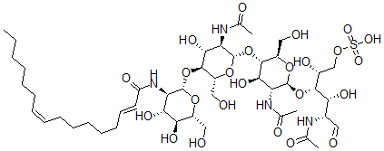CAS 登录号：128269-59-0， (E,Z)-O-2-脱氧-2-((1-氧代-2,9-十六碳二烯基)氨基)-beta-D-吡喃葡萄糖基-(1-4)-O-2-(乙酰氨基)-2-脱氧-beta-D-吡喃葡萄糖基-(1-4)-O-2-(乙酰氨基)-2-脱氧-beta-D-吡喃葡萄糖基-(1-4)-2-(乙酰氨基)-2-脱氧-D-葡萄糖 6-(氢硫酸盐)