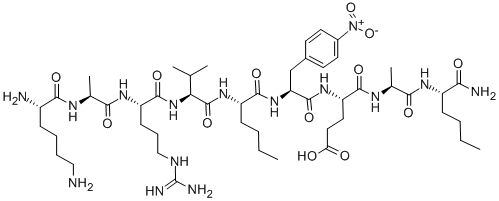 CAS 登录号:128340-47-6, L-赖氨酰-L-丙氨酰-L-精氨酰-L-缬氨酰-L-正亮氨酰-4-硝基-L-苯丙氨酰-L-alpha-谷氨酰-L-丙氨酰-L-正亮氨酰胺