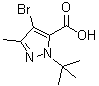 CAS#: 128537-60-0, 4-Bromo-3-Methyl-1-(2-Methyl-2-Propanyl)-1H-Pyrazole-5-Carboxylic Acid
