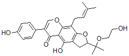CAS 登录号：128585-07-9， 4-羟基-2-[2-(2-羟基乙氧基)丙-2-基]-6-(4-羟基苯基)-9-(3-甲基丁-2-烯基)-2,3-二氢呋喃并[3,2-g]苯并吡喃-5-酮