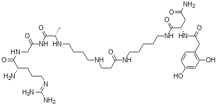 CAS#: 129121-68-2, N-(2,4-Dihydroxyphenylacetyl-L-asparaginyl)-N'-(N-(L-arginyl-glycyl-L-alanyl)-8-amino-4-azaoctanoyl)-1,5-pentanediamine