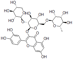 CAS#: 129235-39-8, 2-(3,4-Dihydroxyphenyl)-3-[(2S,3R,4S,5S,6R)-4,5-Dihydroxy-6-[[(2R,3R,4R,5R,6S)-3,4,5-Trihydroxy-6-Methyloxan-2-Yl]Oxymethyl]-3-[(2S,3R,4S,5R)-3,4,5-Trihydroxyoxan-2-Yl]Oxyoxan-2-Yl]Oxy-5,7-Dihydroxychromen-4-One