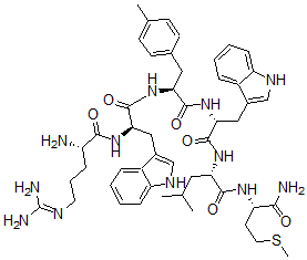 CAS 登录号：129244-81-1， L-精氨酰-D-色氨酰-4-甲基-L-苯丙氨酰-D-色氨酰-L-亮氨酰-L-蛋氨酰胺