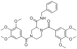 CAS 登录号:129477-62-9, N-(苯基甲基)-1,4-二(3,4,5-三甲氧基苯甲酰基)哌嗪-2-甲酰胺
