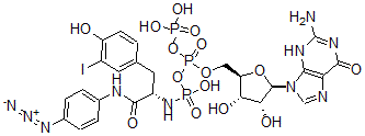 CAS#: 129592-79-6, [[(2R,3S,4R,5R)-5-(2-Amino-6-Oxo-3H-Purin-9-Yl)-3,4-Dihydroxyoxolan-2-Yl]Methoxy-Phosphonooxyphosphoryl]Oxy-N-[(2S)-1-[(4-Azidophenyl)Amino]-3-(4-Hydroxy-3-Iodophenyl)-1-Oxopropan-2-Yl]Phosphonamidic Acid