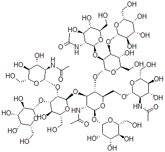 CAS#: 129830-00-8, O-2-(acetylamino)-2-deoxy-beta-D-glucopyranosyl-(1-4)-O-(O-beta-D-galactopyranosyl-(1-4)-O-2-(acetylamino)-2-deoxy-beta-D-glucopyranosyl-(1-2)-alpha-D-mannopyranosyl-(1-3))-O-(O-beta-D-galactopyranosyl-(1-4)-O-2-(acetylamino)-2-deoxy-beta-D-glucopyranosyl-(1-2)-alpha-D-mannopyranosyl-(1-6))-O-beta-D-mannopyranosyl-(1-4)-2-(acetylamino)-2-deoxy-beta-D-Glucopyranose