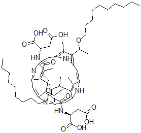 CAS#: 129901-59-3, N,N'-((7,12-Bis(1-(Decyloxy)Ethyl)-3,8,13,17-Tetramethyl-21H,23H-Porphine-2,18-Diyl)Bis(1-Oxo-3,1-Propanediyl))Bis-L-Aspartic Acid