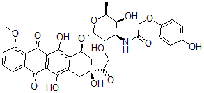 CAS#: 131089-08-2, N-[(2S,3S,4S,6R)-3-Hydroxy-2-Methyl-6-[[(1S,3S)-3,5,12-Trihydroxy-3-(2-Hydroxyacetyl)-10-Methoxy-6,11-Dioxo-2,4-Dihydro-1H-Tetracen-1-Yl]Oxy]Oxan-4-Yl]-2-(4-Hydroxyphenoxy)Acetamide
