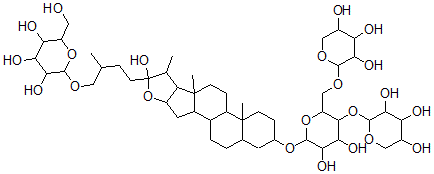 CAS#: 131123-74-5, 5beta-Furost-3beta,22,26-Triol-3-O-beta-D-Xylopyranosyl-(1-4)-(alpha-L-Arabinopyranosyl (1-6))-beta-D-Glucopyranoside-26-O-beta-D-Glucopyranoside