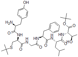 CAS 登录号：131766-24-0， (2S,3R)-2-[[(2S)-2-[[(2S)-2-[[2-[[(2S)-2-[[(2S)-2-氨基-3-(4-羟基苯基)丙酰]氨基]-3-叔丁基硫基丙酰]氨基]乙酰基]氨基]-3-苯基丙酰基]氨基]-4-甲基戊酰基]氨基]-3-羟基丁酸叔丁基酯