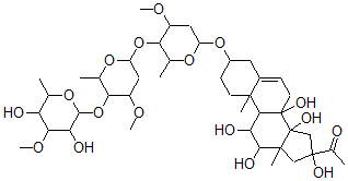 CAS#: 131889-89-9, 1-[3-[5-[5-(3,5-Dihydroxy-4-Methoxy-6-Methyloxan-2-Yl)Oxy-4-Methoxy-6-Methyloxan-2-Yl]Oxy-4-Methoxy-6-Methyloxan-2-Yl]Oxy-8,11,12,14,16-Pentahydroxy-10,13-Dimethyl-1,2,3,4,7,9,11,12,15,17-Decahydrocyclopenta[a]Phenanthren-16-Yl]Ethanone