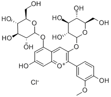 CAS#: 132-37-6, (2S,3R,4S,5S,6R)-2-[7-Hydroxy-2-(4-Hydroxy-3-Methoxyphenyl)-5-[(2S,3R,4S,5S,6R)-3,4,5-Trihydroxy-6-(Hydroxymethyl)Oxan-2-Yl]Oxychromenylium-3-Yl]Oxy-6-(Hydroxymethyl)Oxane-3,4,5-Triol Chloride