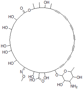 CAS#: 132202-02-9, (14Z,21E,23E,25E,27E,29E,31E,33E)-20-(4-Amino-3,5-Dihydroxy-6-Methyloxan-2-Yl)Oxy-4,6,9,10,12,16,18,36-Octahydroxy-14-Methoxyimino-35,37,38-Trimethyl-2-Oxo-1-Oxacyclooctatriaconta-21,23,25,27,29,31,33-Heptaene-17-Carboxylic Acid