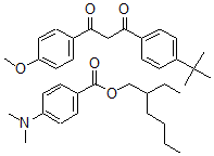 CAS#: 132316-35-9, 4-(dimethylamino)-Benzoic acid  2-ethylhexyl ester mixt. with 1-(4-(1,1-dimethylethyl)phenyl)-3-(4-methoxyphenyl)-1,3-propanedione