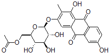 CAS 登录号：132367-98-7， [(2R,3S,4S,5R,6S)-6-(4,7-二羟基-3-甲基-9,10-二氧代蒽-2-基)氧基-3,4,5-三羟基四氢吡喃-2-基]甲基乙酸酯