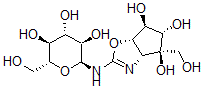 CAS 登录号：132729-37-4， (3aR,4R,5S,6S,6aS)-4-(羟基甲基)-2-[[(2S,3R,4S,5S,6R)-3,4,5-三羟基-6-(羟基甲基)四氢吡喃-2-基]氨基]-3a,5,6,6a-四氢环戊烯并[d][1,3]恶唑-4,5,6-三醇