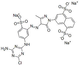 CAS 登录号：13305-94-7， 三钠3-[4-[[5-[(4-氨基-6-氯-1,3,5-三嗪-2-基)氨基]-2-磺酸基苯基]偶氮]-4,5-二氢-3-甲基-5-氧代-1H-吡唑-1-基]萘-1,5-二磺酸酯
