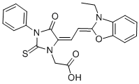 CAS 登录号:13350-41-9, 1-羧甲基-3-苯基-5-(2-(3-乙基-2-苯并恶唑亚基)-亚乙基)-硫代海因