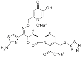 CAS#: 133686-28-9, (6R,7R)-7-[[(2Z)-(2-Amino-4-thiazolyl)[[(1,4-dihydro-1,5-dihydroxy-4-oxo-2-pyridinyl)methoxy]imino]acetyl]amino]-8-oxo-3-[(1,2,3-thiadiazol-5-ylthio)methyl]-5-Thia-1-azabicyclo[4.2.0]oct-2-ene-2-carboxylicacid sodium salt (1:1)