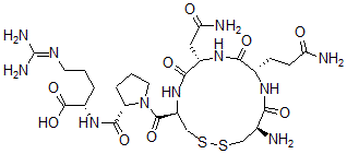 CAS 登录号：133761-86-1， (2S)-2-[[(2S)-1-[(4R,7S,10S,13R)-13-氨基-7-(2-氨基-2-氧代乙基)-10-(3-氨基-3-氧代丙基)-6,9,12-三氧代1,2-二硫杂-5,8,11-三氮杂环十四烷-4-羰基]吡咯烷-2-羰基]氨基]-5-(二氨基亚甲基氨基)戊酸