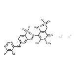 CAS#: 134595-59-8, Lithium Sodium 4-[(5-Chloro-6-Fluoro-4-Pyrimidinyl)Amino]-2-{[2-Hydroxy-1,4-Dimethyl-6-Oxo-5-(Sulfonatomethyl)-1,6-Dihydro-3-Pyridinyl]Diazenyl}Benzenesulfonate (1:1:1)