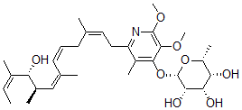 CAS#: 134876-72-5, (2S,3S,4S,5R,6R)-2-[2-[(2Z,5Z,7Z,9R,10R,11Z)-10-Hydroxy-3,7,9,11-Tetramethyltrideca-2,5,7,11-Tetraenyl]-5,6-Dimethoxy-3-Methylpyridin-4-Yl]Oxy-6-Methyloxane-3,4,5-Triol
