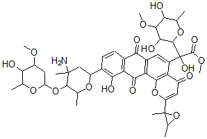 CAS#: 134887-79-9, Methyl 2-[10-[4-Amino-5-(5-Hydroxy-4-Methoxy-6-Methyloxan-2-Yl)Oxy-4,6-Dimethyloxan-2-Yl]-2-(2,3-Dimethyloxiran-2-Yl)-11-Hydroxy-4,7,12-Trioxonaphtho[2,3-h]Chromen-5-Yl]-2-(3,5-Dihydroxy-4-Methoxy-6-Methyloxan-2-Yl)-2-Hydroxyacetate