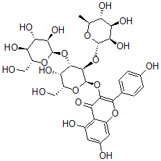 CAS#: 134953-94-9, 5,7-Dihydroxy-3-[(2R,3R,4S,5S,6R)-5-Hydroxy-6-(Hydroxymethyl)-4-[(2R,3R,4S,5S,6R)-3,4,5-Trihydroxy-6-(Hydroxymethyl)Oxan-2-Yl]Oxy-3-[(2S,3R,4R,5R,6S)-3,4,5-Trihydroxy-6-Methyloxan-2-Yl]Oxyoxan-2-Yl]Oxy-2-(4-Hydroxyphenyl)Chromen-4-One