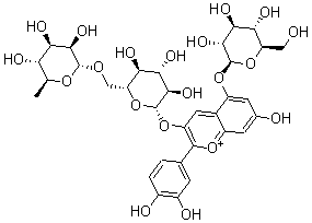 CAS#: 135558-26-8, 3-[[6-O-(6-Deoxy-alpha-L-Mannopyranosyl)-beta-D-Glucopyranosyl]Oxy]-2-(3,4-Dihydroxyphenyl)-5-(beta-D-Glucopyranosyloxy)-7-Hydroxy-1-Benzopyrylium