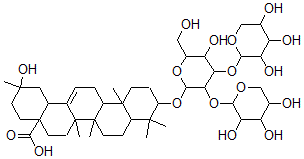 CAS#: 135630-75-0, 2-Hydroxy-10-[5-Hydroxy-6-(Hydroxymethyl)-3,4-Bis[(3,4,5-Trihydroxyoxan-2-Yl)Oxy]Oxan-2-Yl]Oxy-2,6a,6b,9,9,12a-Hexamethyl-1,3,4,5,6,6a,7,8,8a,10,11,12,13,14b-Tetradecahydropicene-4a-Carboxylic Acid