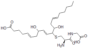 CAS#: 135819-58-8, (5E,9E,14E)-11-[(2R)-2-Amino-3-(Carboxymethylamino)-3-Oxopropyl]Sulfanyl-8,12-Dihydroxyicosa-5,9,14-Trienoic Acid