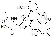 CAS 登录号：136286-50-5， (2R)-3-[(4a,6,8,12a,12b-五羟基-3-甲基-1,7,12-三氧代-5,6-二氢-4H-苯并[a]蒽-6alpha-基)硫基]-2-乙酰氨基丙酸