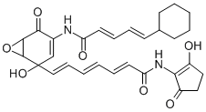 CAS 登录号：136398-54-4， (2E,4E,6E)-7-[4-[[(2E,4E)-5-环己基戊a-2,4-二烯酰基]氨基]-2-羟基-5-氧代-7-氧杂双环[4.1.0]庚-3-烯-2-基]-N-(2-羟基-5-氧代-1-环戊烯基)庚-2,4,6-三烯酰胺
