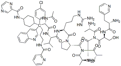 CAS#: 138111-67-8, cis-N-Acetyl-3-(3-Quinolinyl)-D-Alanyl-4-Chloro-D-Phenylalanyl-3-(3-Pyridinyl)-D-Alanyl-L-seryl-3-(4-((Pyrazinylcarbonyl)Amino)Cyclohexyl)-L-Alanyl-N6-(2-Pyridinylcarbonyl)-D-Lysyl-L-Valyl-L-Arginyl-L-Prolyl-D-Alaninamide