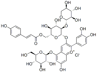 CAS 登录号：139906-05-1， 矢车菊素3-(6-(4-香豆酰)-2-(木糖基)-葡糖苷)-5-葡糖苷