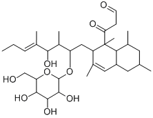 CAS#: 139953-58-5, 1,2,4a,5,6,7,8,8a-Octahydro-2-(2-(hexopyranosyloxy)-4-hydroxy-3,5-dimethyl-5-octenyl)-beta-oxo-1,3,6,8-tetramethyl-1-Naphthalenepropanal