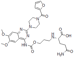 CAS#: 140486-68-6, (2S)-5-Amino-2-[3-[[2-[4-(Furan-2-Carbonyl)Piperazin-1-Yl]-6,7-Dimethoxyquinazolin-4-Yl]Carbamoyloxy]Propylamino]-5-Oxopentanoic Acid
