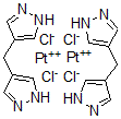 CAS 登录号：140657-78-9， 二(4,4'-二吡唑基甲烷-N,N')-二(二氯铂II)