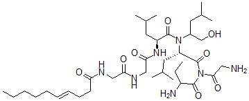 CAS#: 140939-04-4, (E)-N-[2-[[2-[[(2S)-1-[[(2S)-1-[(2-Aminoacetyl)-(2-Aminobutanoyl)Amino]-4-Methyl-1-Oxopentan-2-Yl]-(1-Hydroxy-4-Methylpentan-2-Yl)Amino]-4-Methyl-1-Oxopentan-2-Yl]Amino]-2-Oxoethyl]Amino]-2-Oxoethyl]Dec-4-Enamide
