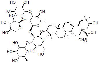 CAS#: 141258-70-0, 3-O-((Xylopyranosyl-1-3-xylopyranosyl-1-4-rhamnopyranosyl-1-2)-(rhamnopyranosyl-1-4)-glucopyranosyl)-3,16-trihydroxyolean-12-en-28-oic acid