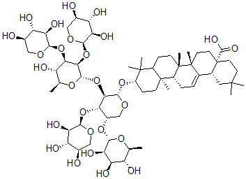 CAS#: 141544-44-7, Oleanolic acid 3-O-beta-xylopyranosyl(1-3)-beta-D-xylopyranosyl(1-4)-alpha L-rhamnopyranosyl(1-3)-beta-D-xylopyranosyl(1-3)-alpha-L-rhamnopyranosyl(1-2)-alpha-L-arabinopyranoside