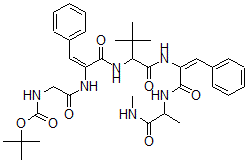 CAS 登录号：141695-65-0， N-[2-[[(E)-3-[[3,3-二甲基-1-[[(E)-3-[(1-甲基氨基-1-氧代丙烷-2-基)氨基]-3-氧代-1-苯基丙-1-烯-2-基]氨基]-1-氧代丁烷-2-基]氨基]-3-氧代-1-苯基丙-1-烯-2-基]氨基]-2-氧代乙基]氨基甲酸叔丁酯