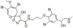 CAS 登录号：142449-78-3， 8,10-二溴-N-[3-[2,6-二溴-4-(1-羟基-2-甲基氨基乙基)苯氧基]丙基]-4-羟基-9-甲氧基-1,6-二氧杂-2-氮杂螺[4.6]十一碳-2,7,9-三烯-3-甲酰胺