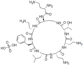 CAS#: 142563-39-1, (2S)-2,4-Diamino-N-[(3S,6S,9S,12S,15R,18S,21S)-6,9,18-Tris(2-Aminoethyl)-15-Benzyl-3-(1-Hydroxyethyl)-12-(2-Methylpropyl)-2,5,8,11,14,17,20-Heptaoxo-1,4,7,10,13,16,19-Heptazacyclotricos-21-Yl]Butanamide sulfate