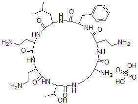 CAS#: 142563-40-4, 21-Amino-6,9,18-Tris(2-Aminoethyl)-15-Benzyl-3-(1-Hydroxyethyl)-12-(2-Methylpropyl)-1,4,7,10,13,16,19-Heptazacyclotricosane-2,5,8,11,14,17,20-Heptone sulfate