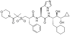 CAS#: 143631-62-3, (2S)-N-[(2S)-1-[[(2S,4S)-1-Cyclohexyl-4-Cyclopropyl-3,4-Dihydroxybutan-2-Yl]Amino]-3-(3H-Imidazol-4-Yl)-1-Oxopropan-2-Yl]-2-[(2-Methyl-1-Morpholin-4-Yl-1-Oxopropan-2-Yl)Sulfonylmethyl]-3-Phenylpropanamide