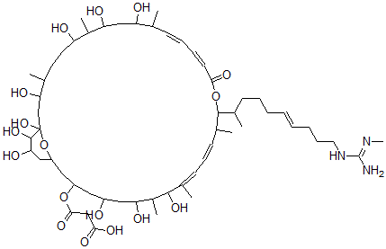 CAS#: 143906-47-2, 3-[[(13E,15Z,21E,23E)-1,3,7,9,11,25,27,29,35,36-Decahydroxy-4,8,12,20,24,26-Hexamethyl-19-[(E)-10-[(N'-Methylcarbamimidoyl)Amino]Dec-6-En-2-Yl]-17-Oxo-18,37-Dioxabicyclo[31.3.1]Heptatriaconta-13,15,21,23-Tetraen-31-Yl]Oxy]-3-Oxopropanoic Acid