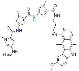 CAS#: 144236-70-4, 4-[[4-[(4-Formamido-1-Methylpyrrole-2-Carbonyl)Amino]-1-Methylpyrrole-2-Carbonyl]Amino]-N-[3-[(9-Methoxy-5,11-Dimethyl-6H-Pyrido[4,3-b]Carbazol-1-Yl)Amino]Propyl]-1-Methylpyrrole-2-Carboxamide