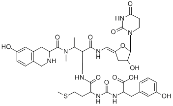 CAS#: 144379-26-0, 2-[[1-[[1-[[(Z)-[5-(2,4-Dioxo-1,3-Diazinan-1-Yl)-4-Hydroxyoxolan-2-Ylidene]Methyl]Amino]-3-[(6-Hydroxy1,2,3,4-Tetrahydroisoquinoline-3-Carbonyl)-Methylamino]-1-Oxobutan-2-Yl]Amino]-4-Methylsulfanyl-1-Oxobutan-2-Yl]Carbamoylamino]-3-(3-Hydroxyphenyl)Propanoic Acid